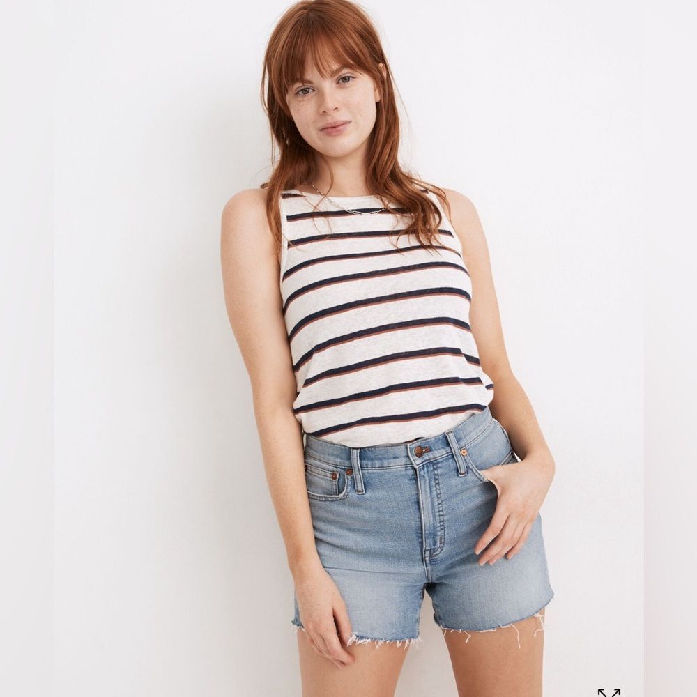 Curvy High-Rise Denim Shorts in Watt Wash: Summerweight Edition Size 28